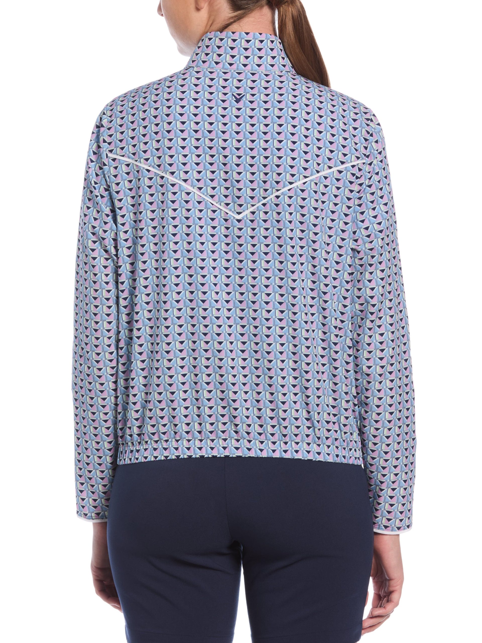 Womens Perforated Woven Cropped Quarter Zip - Image 2