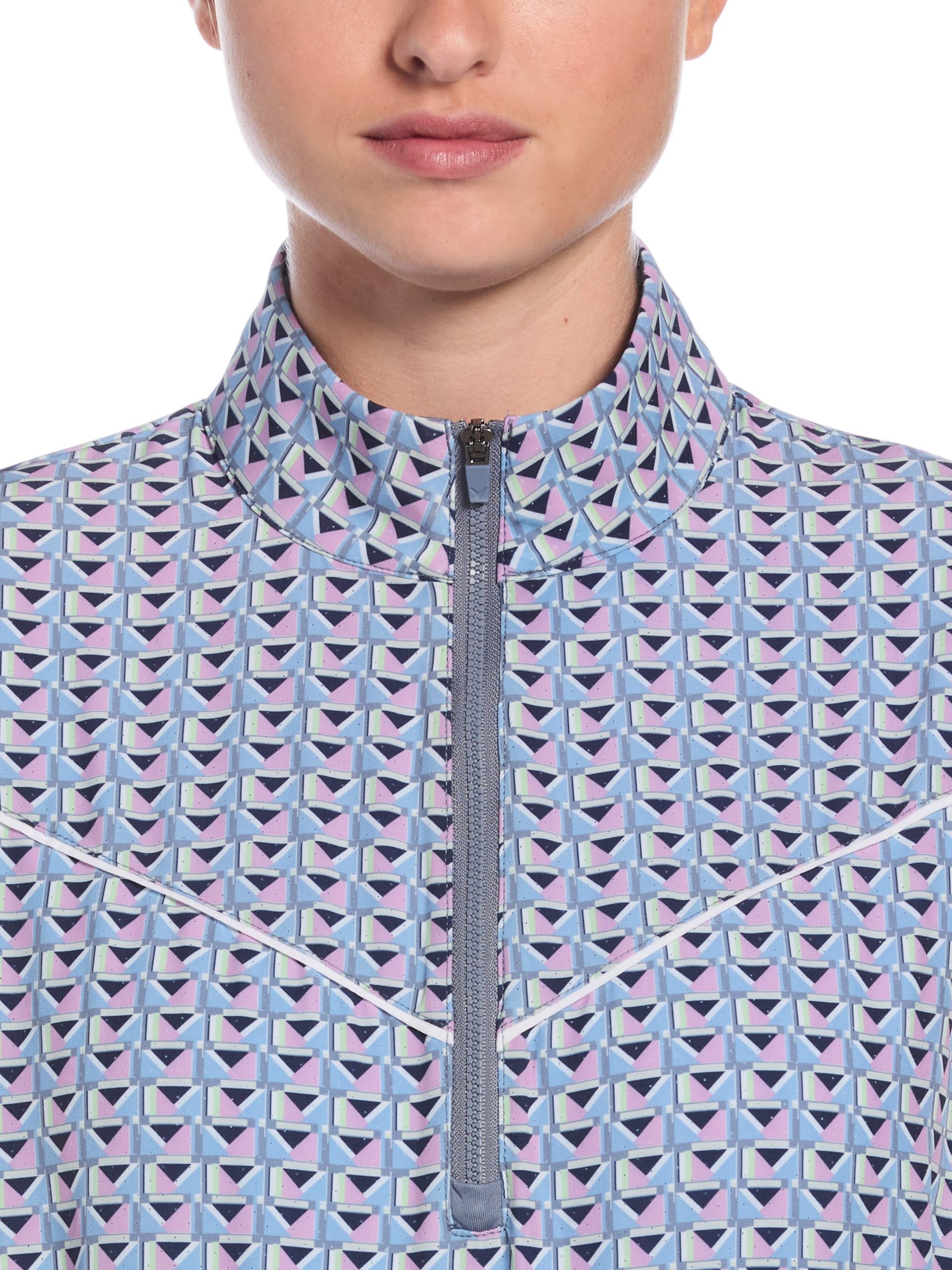 Womens Perforated Woven Cropped Quarter Zip - Image 3