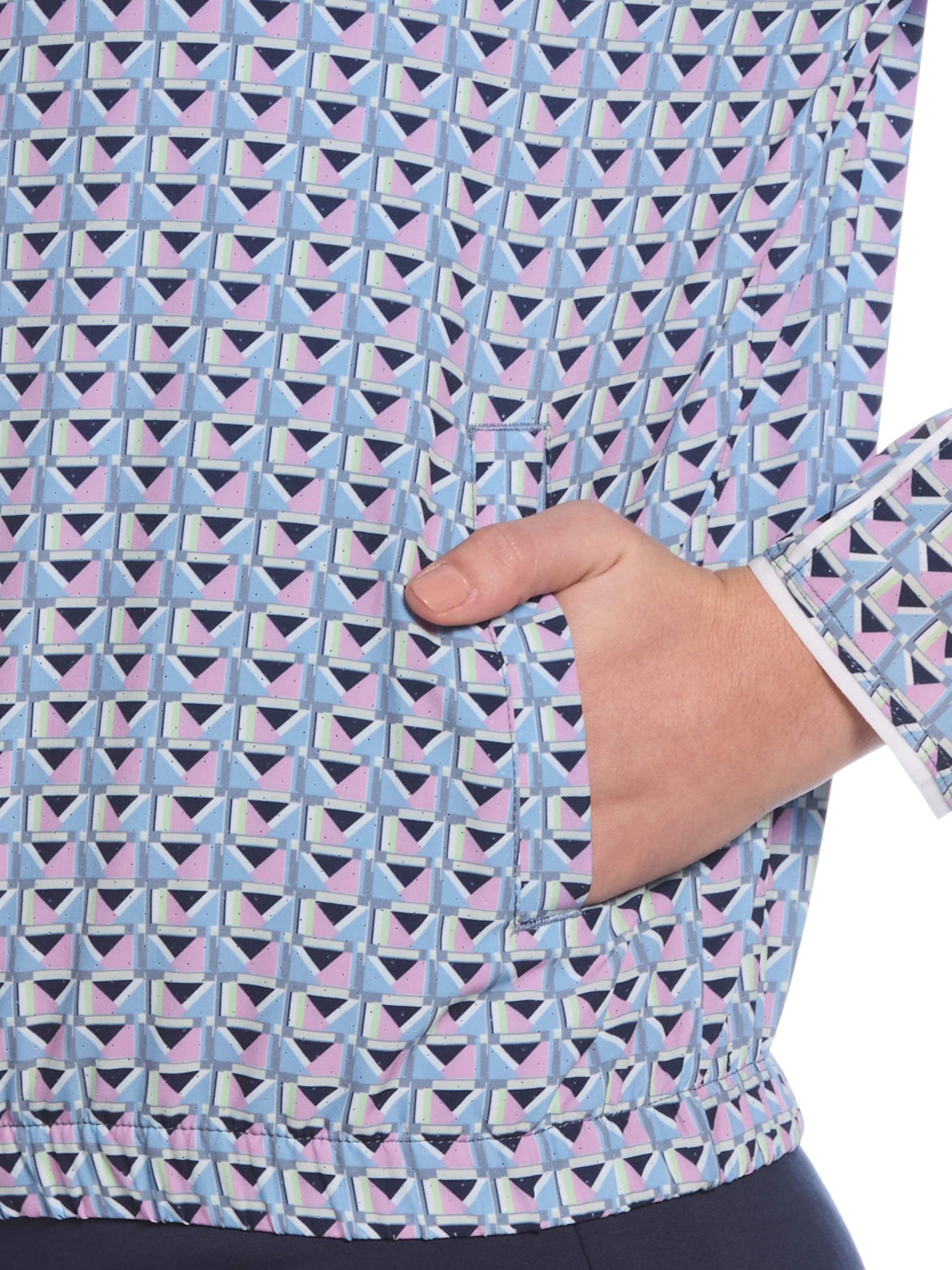 Womens Perforated Woven Cropped Quarter Zip - Image 4