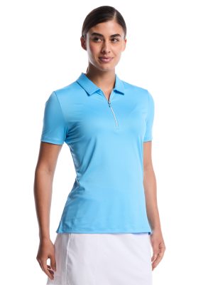 Womens Quarter Zip Solid Golf Polo