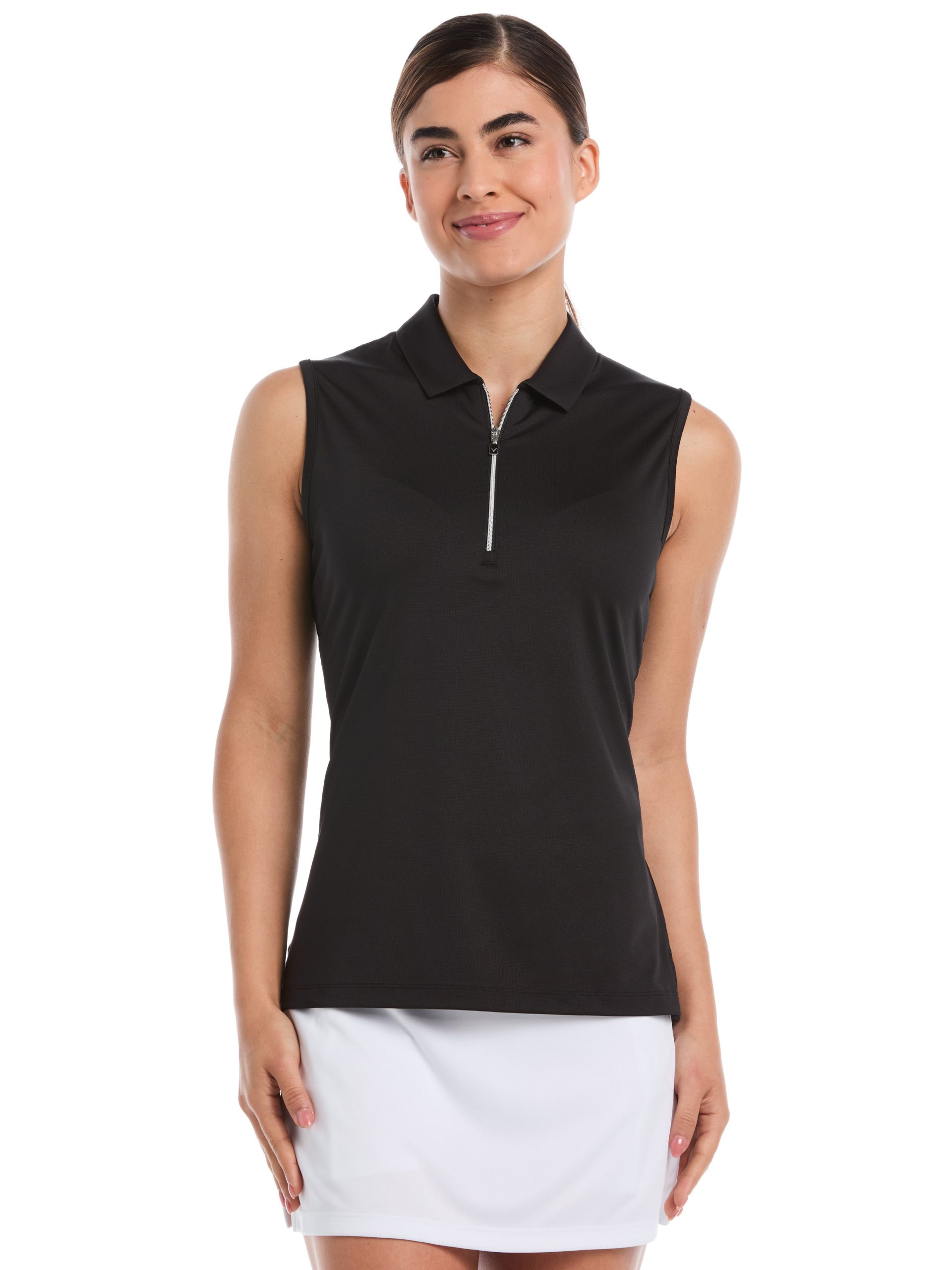 Womens Quarter Zip Solid Sleeveless Golf Polo - Image 13
