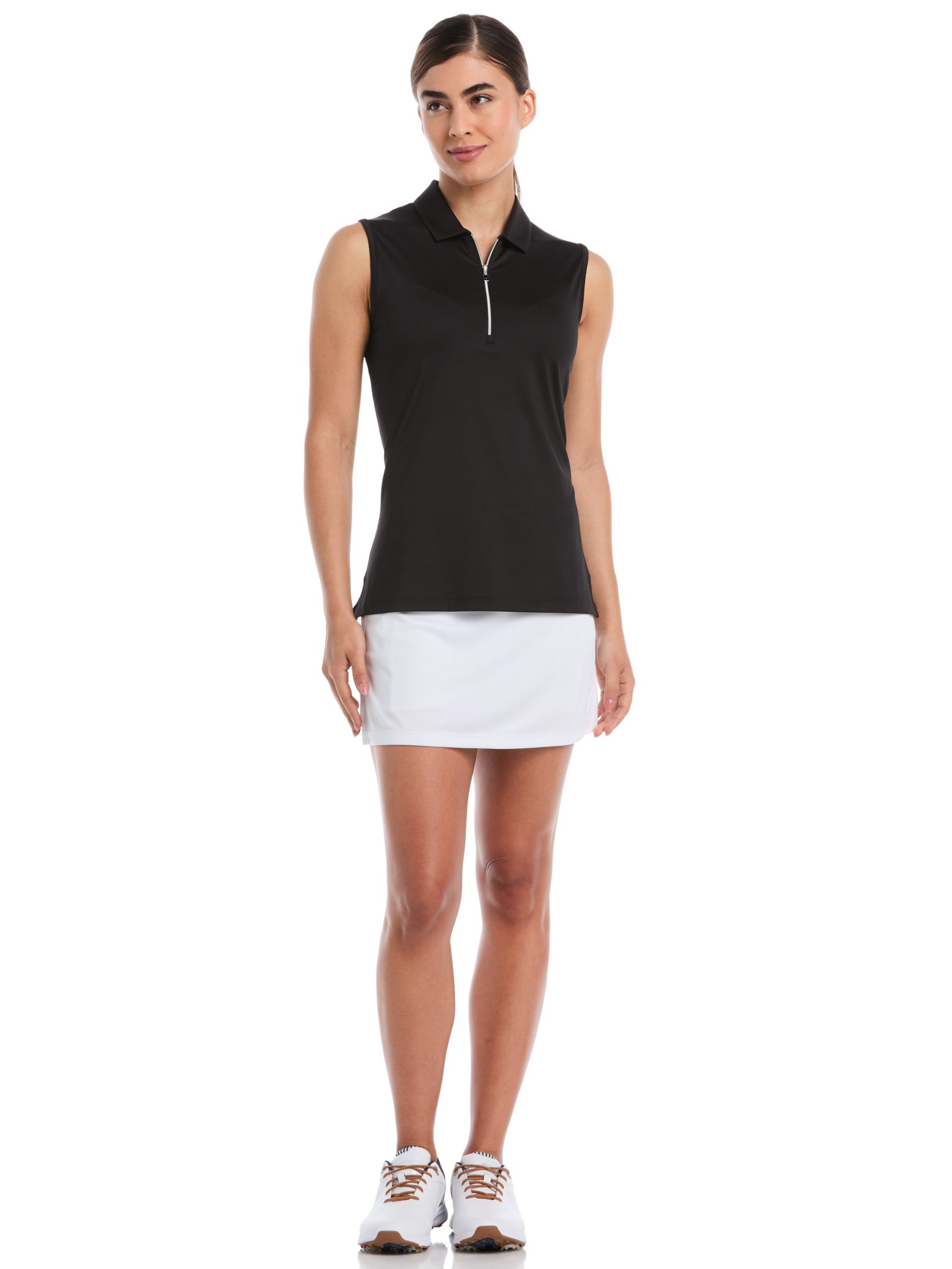 Womens Quarter Zip Solid Sleeveless Golf Polo - Image 16