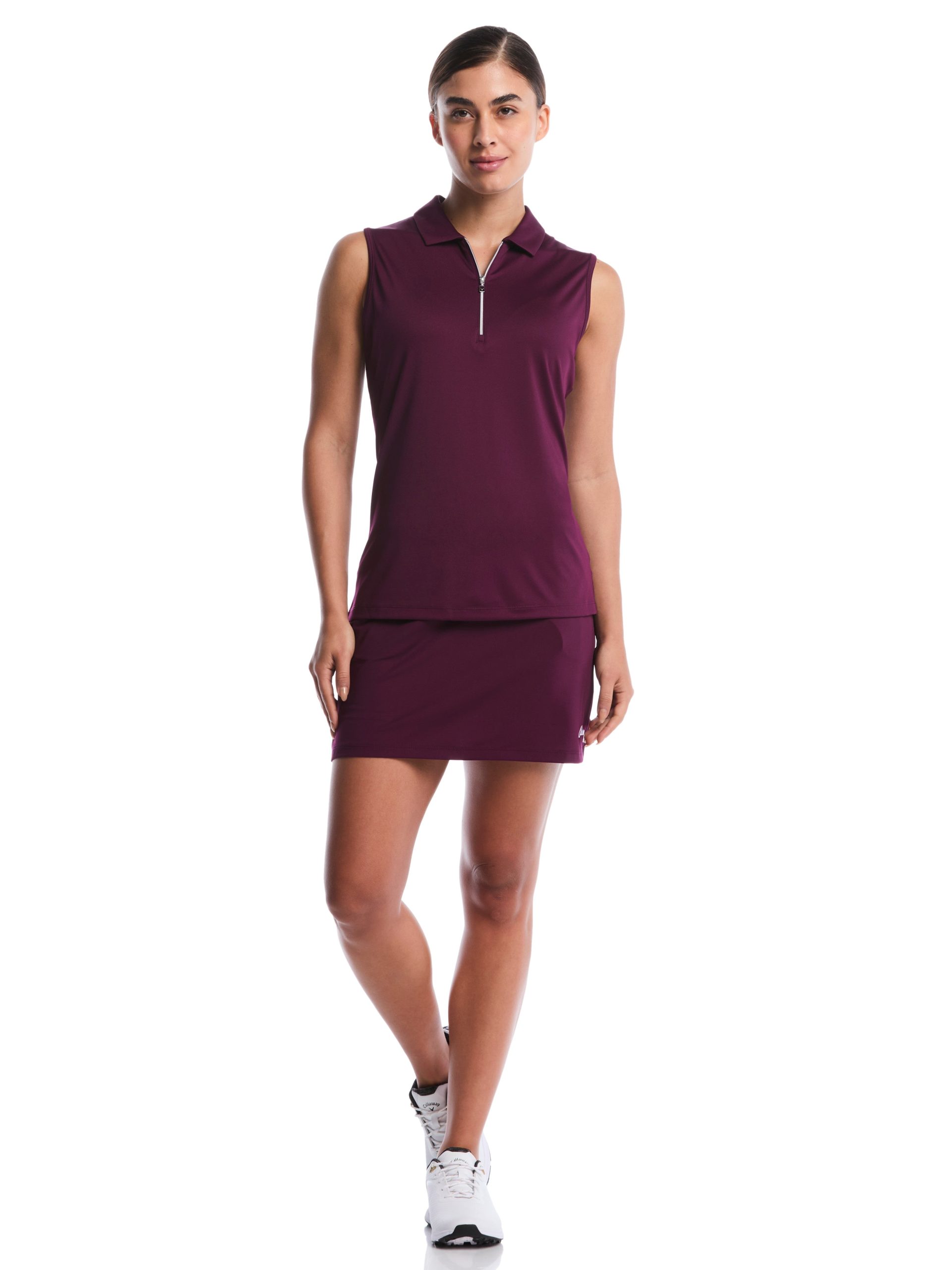 Womens Quarter Zip Solid Sleeveless Golf Polo - Image 4