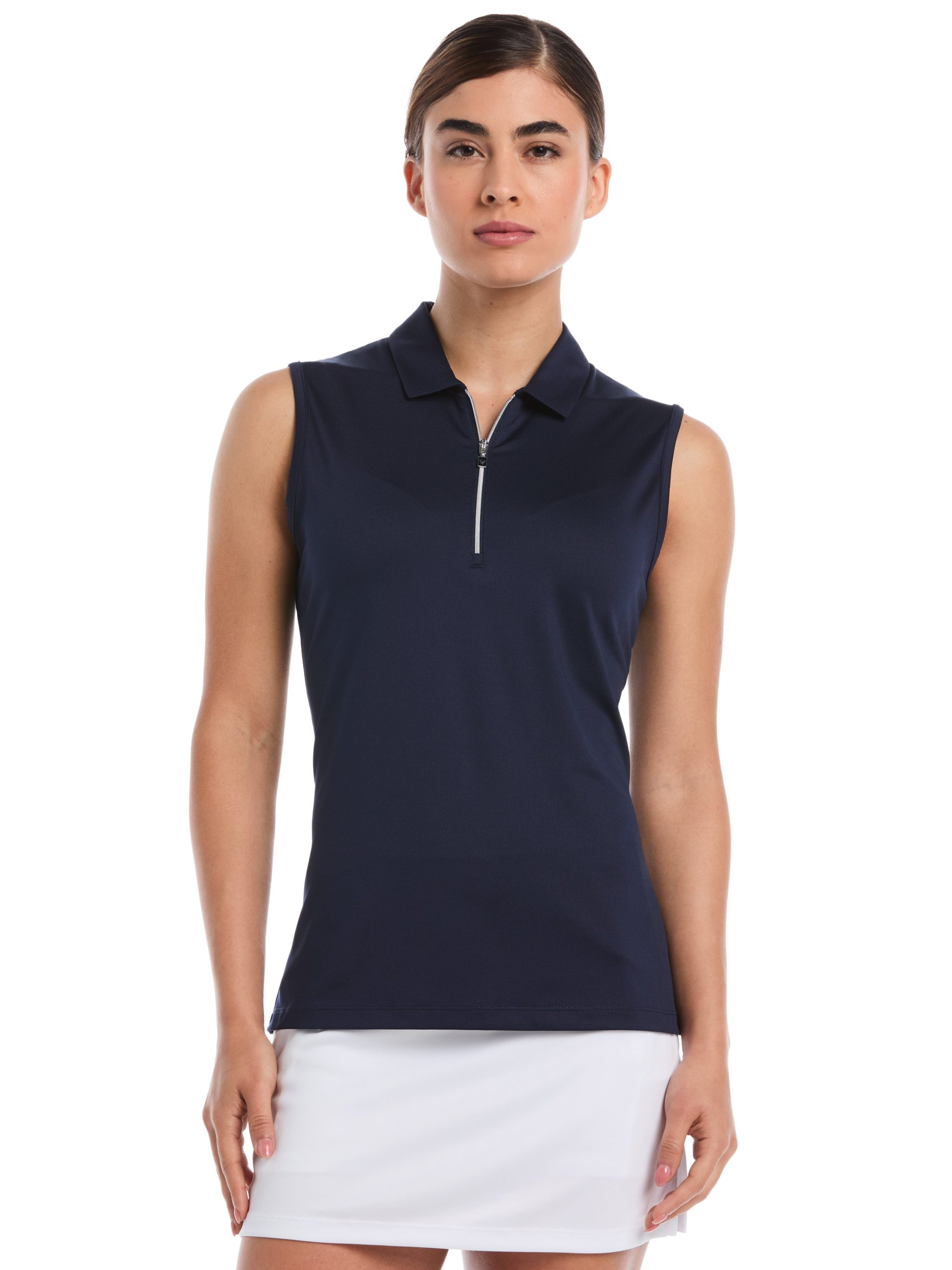 Womens Quarter Zip Solid Sleeveless Golf Polo - Image 5