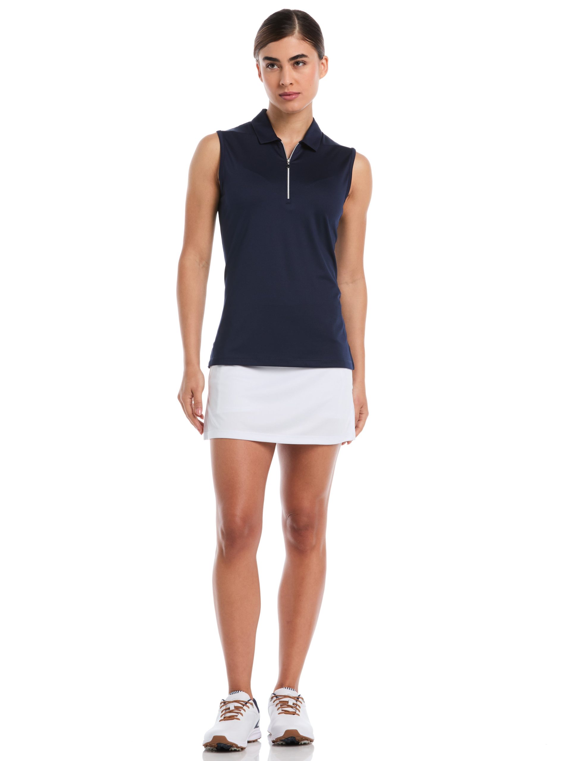 Womens Quarter Zip Solid Sleeveless Golf Polo - Image 8