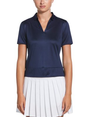 Womens Waist Length Top With Mesh Inserts